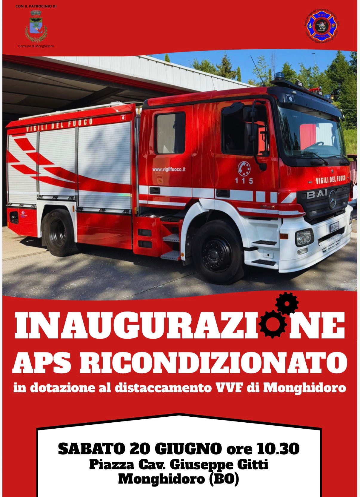 Inaugurazione APS ricondizionato in dotazione al distaccamento VVF di Monghidoro